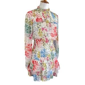 Aqua Floral Mini Dress, NWOT Size XS
